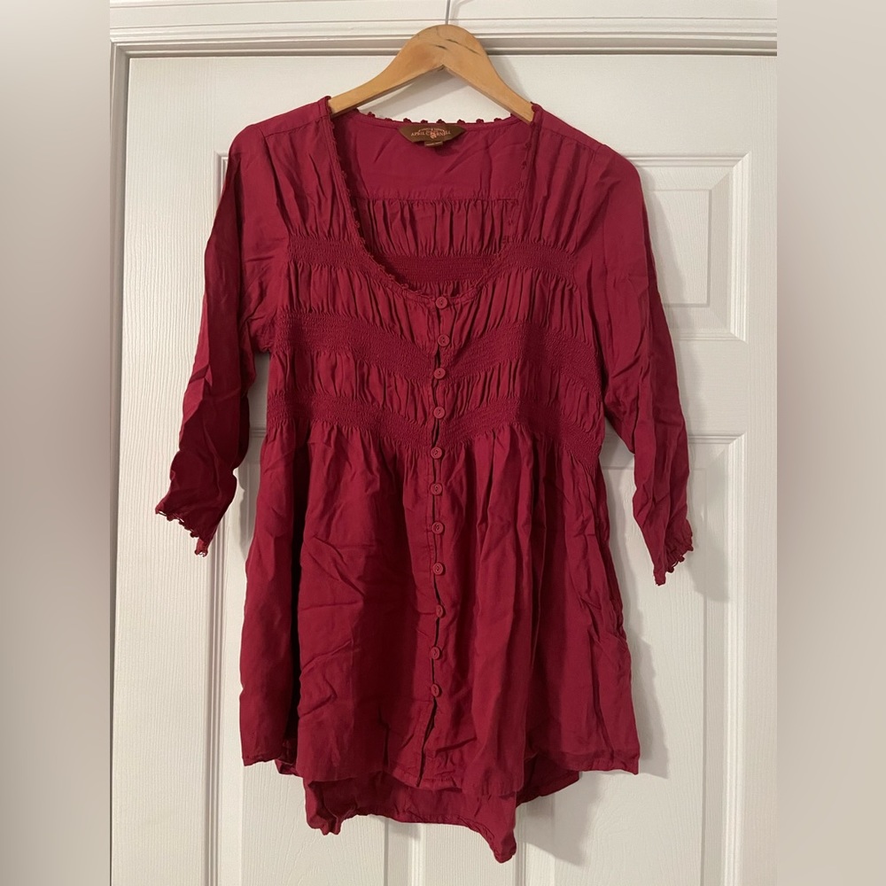 April Cornell tunic top maroon size Large